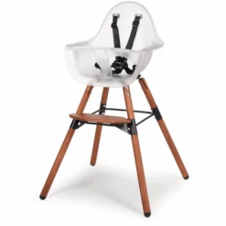 CHILDHOME Hochstuhl Evolu 2 Dunkelnatur / Transparent 2 In 1 + Ring