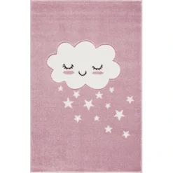 LIVONE Kinderteppich Kids Love Rugs WOLKE Rosa/weiss