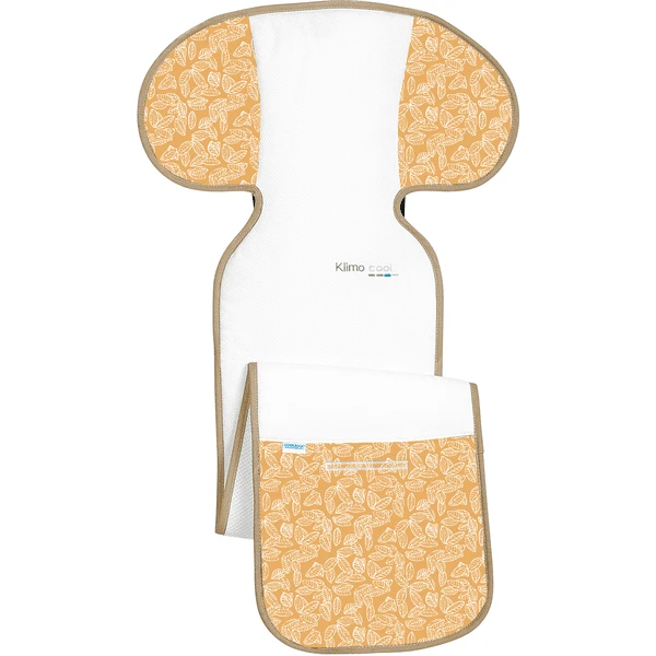 Odenwälder Autositz-Auflage Groß Klimocool White Leaves Mustard 1 Odenwälder Autositz-Auflage Groß Klimocool White Leaves Mustard