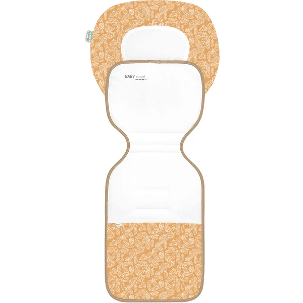 Odenwälder Kinderwagen-Auflage Babycool Ergo White Leaves Mustard 1 Odenwälder Kinderwagen-Auflage Babycool Ergo White Leaves Mustard