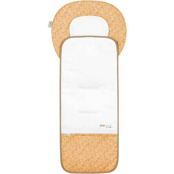 Odenwälder Kinderwagen-Auflage Babycool White Leaves Mustard 1 Odenwälder Kinderwagen-Auflage Babycool White Leaves Mustard